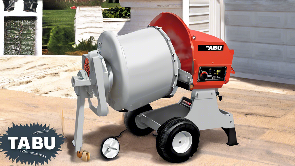 TABU Electric Cement Mixer, 5.0 Cu Ft Portable Concrete Mixer, Mortar Mixing for Stucco/Seeds, Freestanding Cement Mixing Tools with Wheels for Stucco