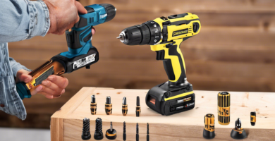 COMOWARE 20V Cordless Drill, Electric Power Drill Set with 1 Battery & Charger, 3/8” Keyless Chuck, 2 Variable Speed, 266 In-lb Torque, 25+1 Position and 34pcs Drill/Driver Bits