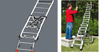 Telescoping Ladder, SocTone 12.5 FT Aluminum Lightweight Extension Ladder with 2 Triangle Stabilizers, Heavy Duty 330lbs Max Capacity, Multi-Purpose Collapsible Ladder for RV or Outdoor Work